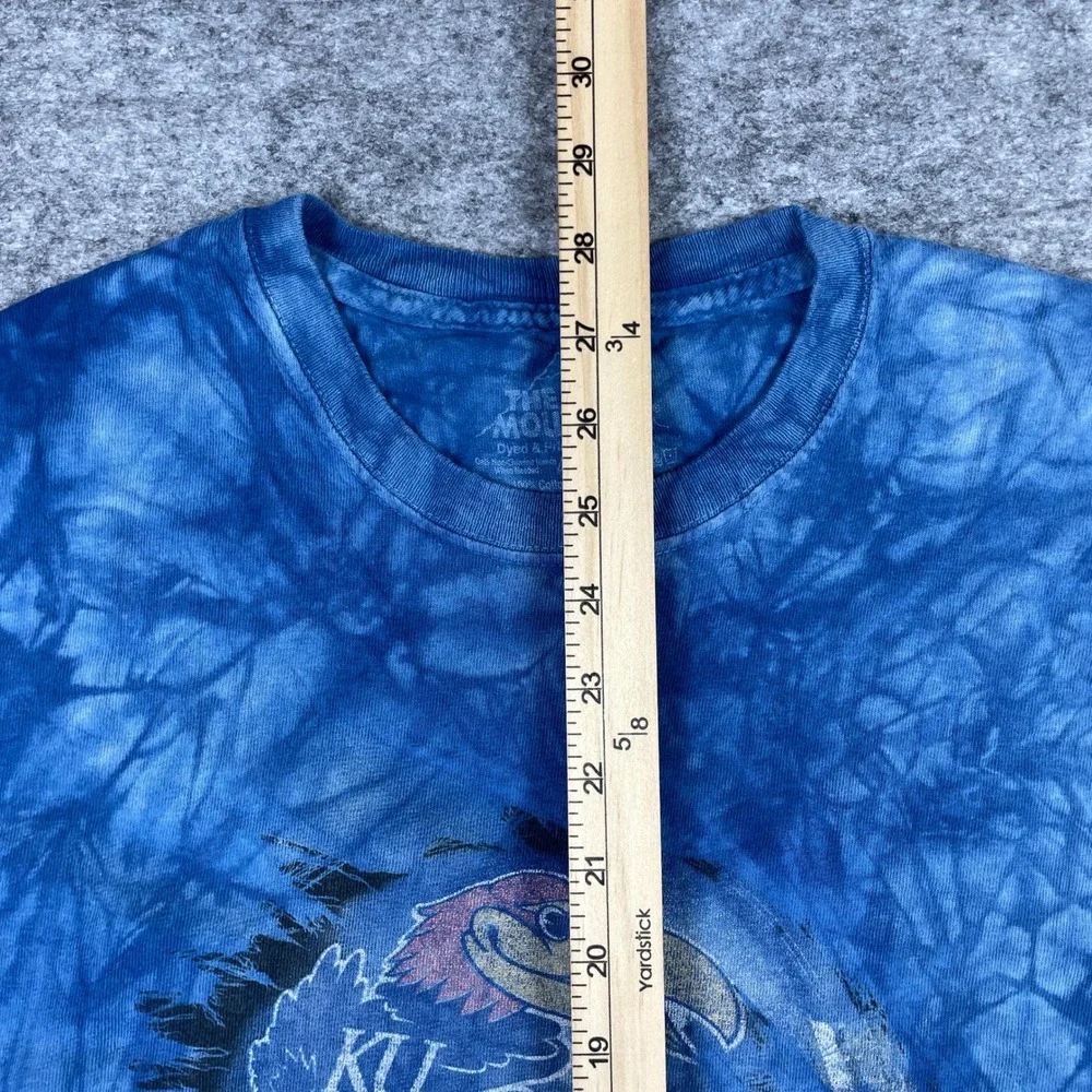 Kansas Jayhawks T-Shirt Mens M Blue The Mountain Tie Dye NCAA Football Helmet